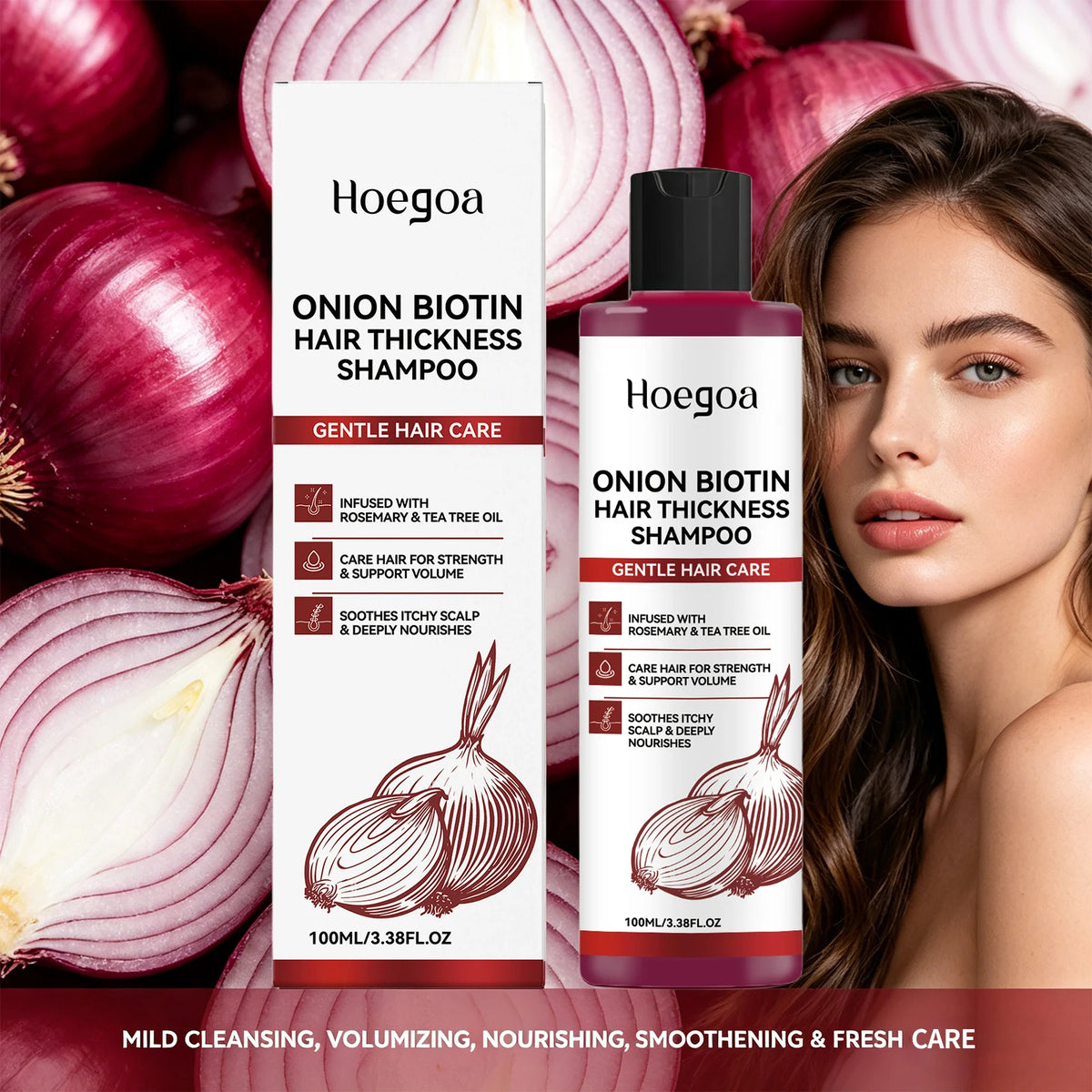 Onion Biotin Volumizing Shampoo for Hair Growth and Thickness
