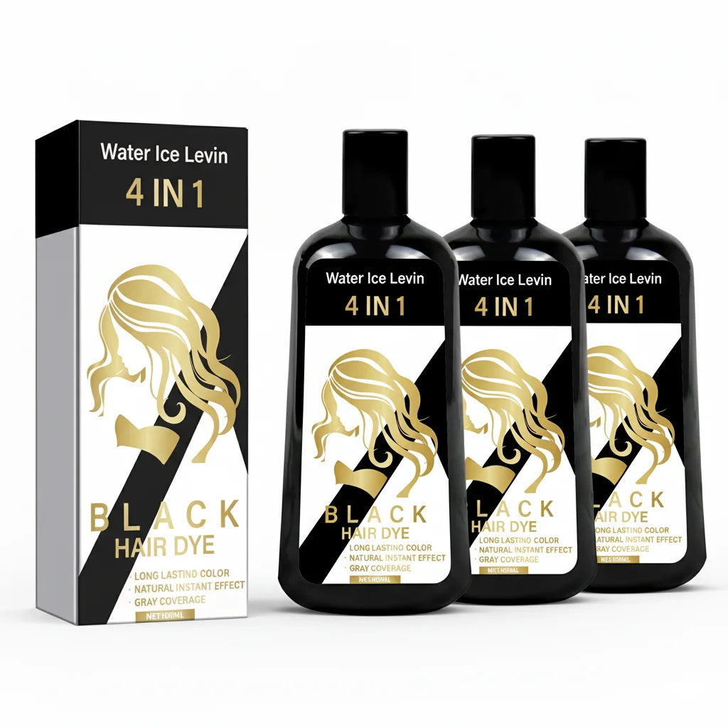 4 in 1 Black Hair Dye Shampoo with Biotin Collagen and Hyaluronic Acid - 9