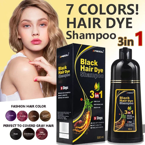 3 in 1 Hair Dye Shampoo 500ml Coloring Conditioner and Repair Treatment