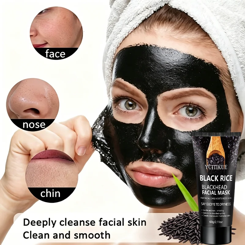 YUITIKUE Black Rice Peel Off Facial Mask for Blackhead Removal and Pores - 6