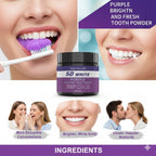 Purple Teeth Whitening Powder Charcoal Stain Remover for Brighter Smile