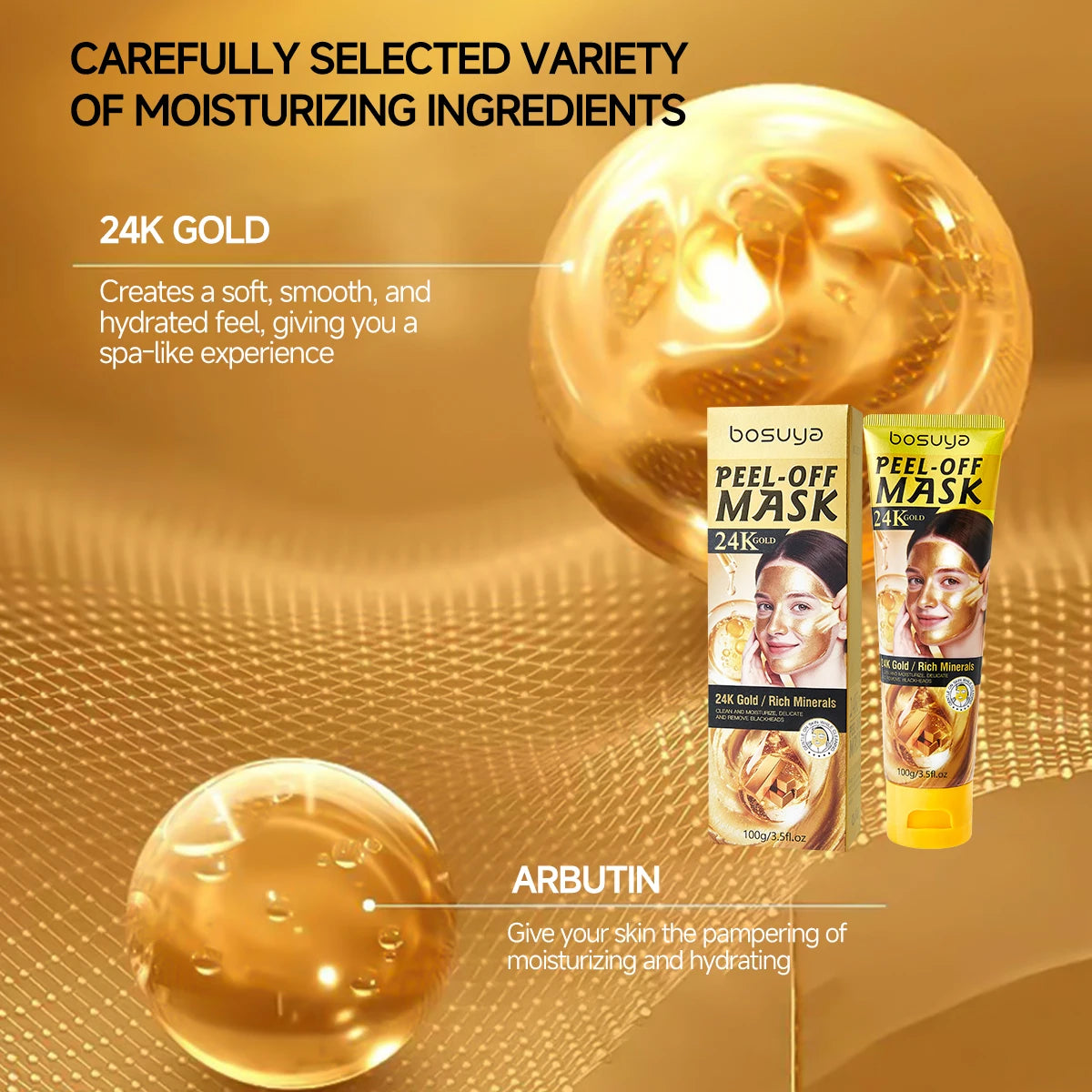 Bosuya 24K Gold Peel Off Facial Mask Deep Pore Cleansing Skin Treatment