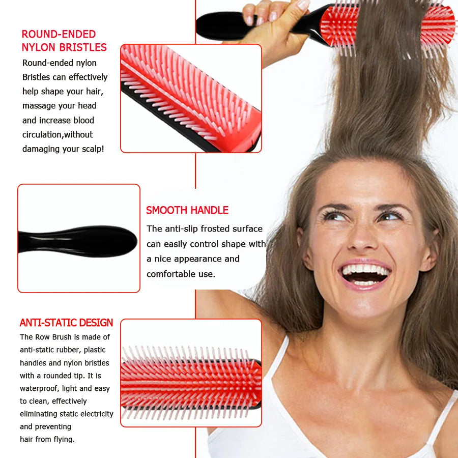 5 Piece Hair Detangling Comb and Styling Brush Set for Curly Hair - 13