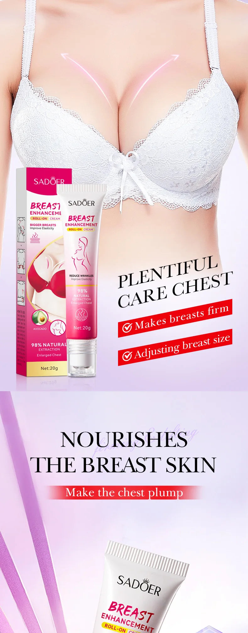 Sadoer Breast Enhancement Care Set Firming Cream and Essential Oil