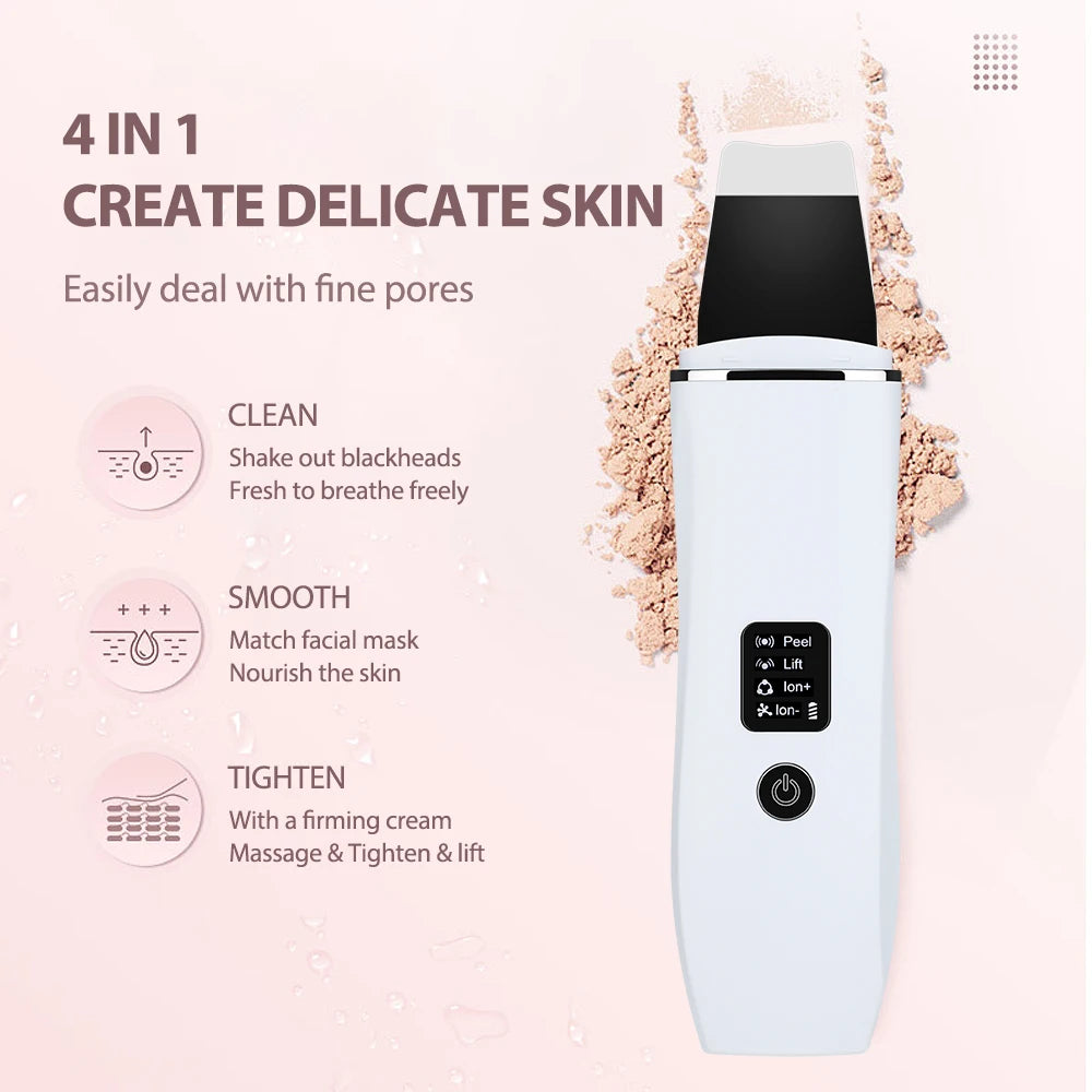 Ultrasonic Facial Skin Scrubber for Deep Pore Cleaning and Lifting