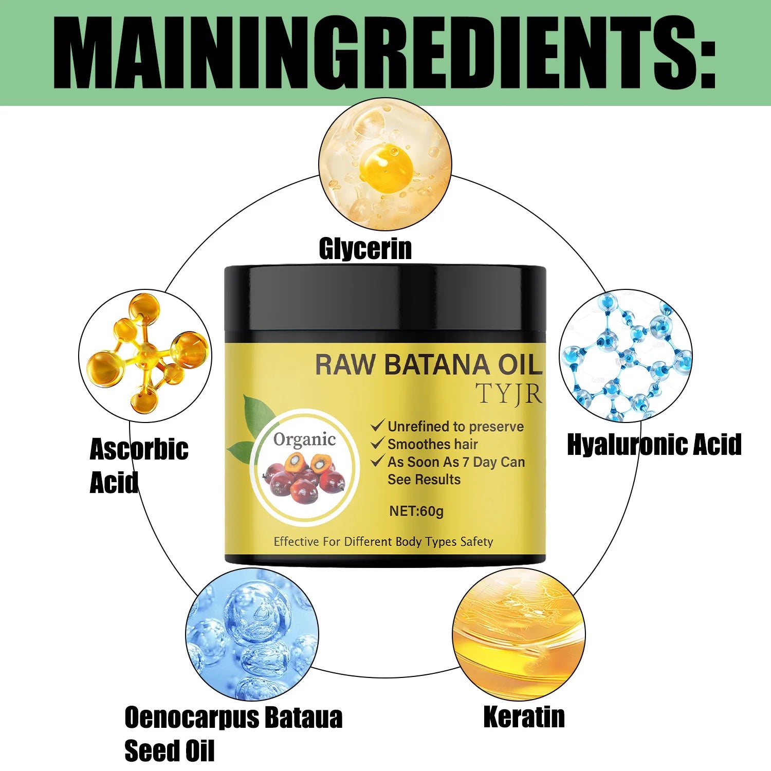 Raw Batana Oil Hair Mask for Repair and Scalp Nourishment 60g