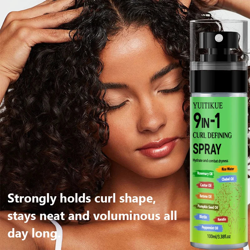 9 in 1 Curl Defining Hair Care Spray with Rosemary and Rice Water 100ml