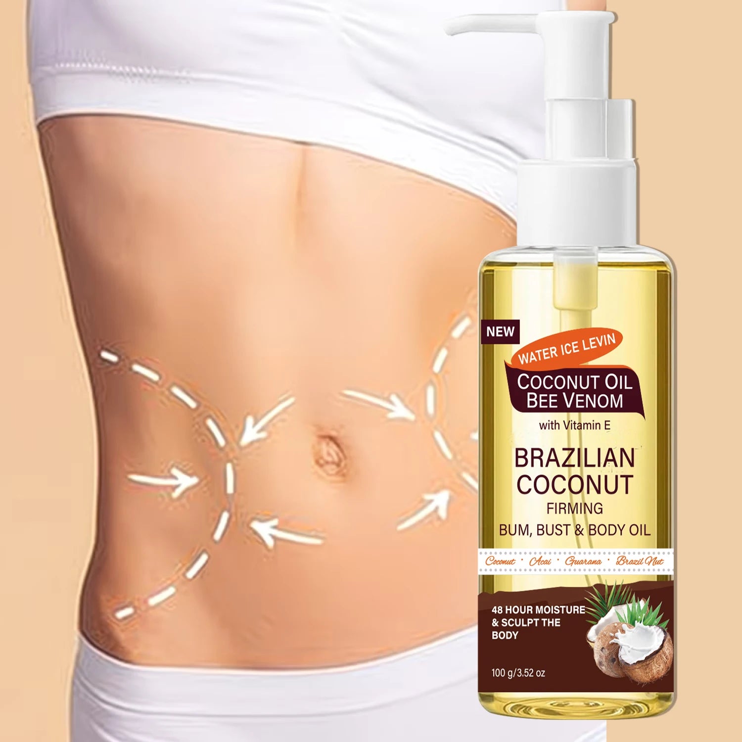 Brazilian Coconut Bee Venom Firming Body Oil Moisturizer 100g - 2