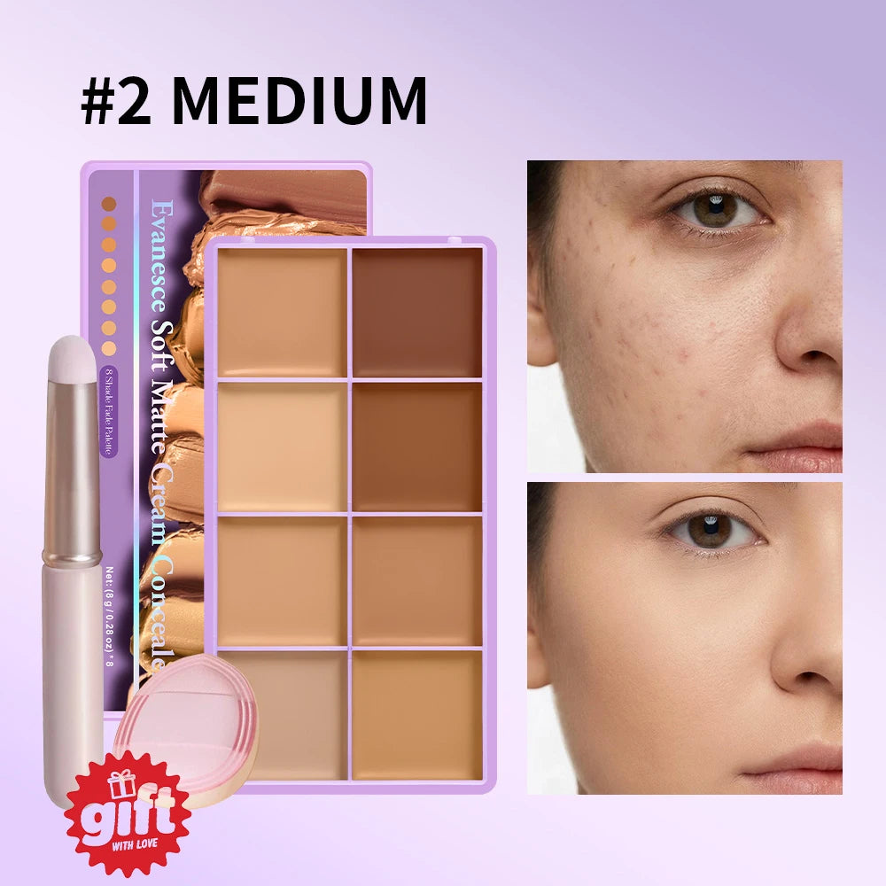 8-Shade Cream Concealer Palette and Contouring Kit - 19