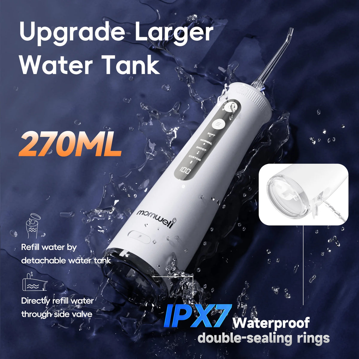 Portable Cordless Water Flosser for Teeth Cleaning and Gum Health