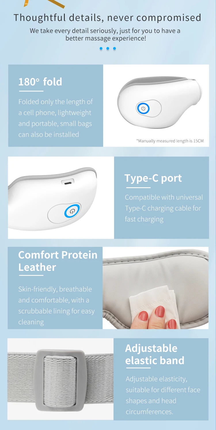 Rechargeable Heated Eye Massager for Tension Relief and Better Sleep