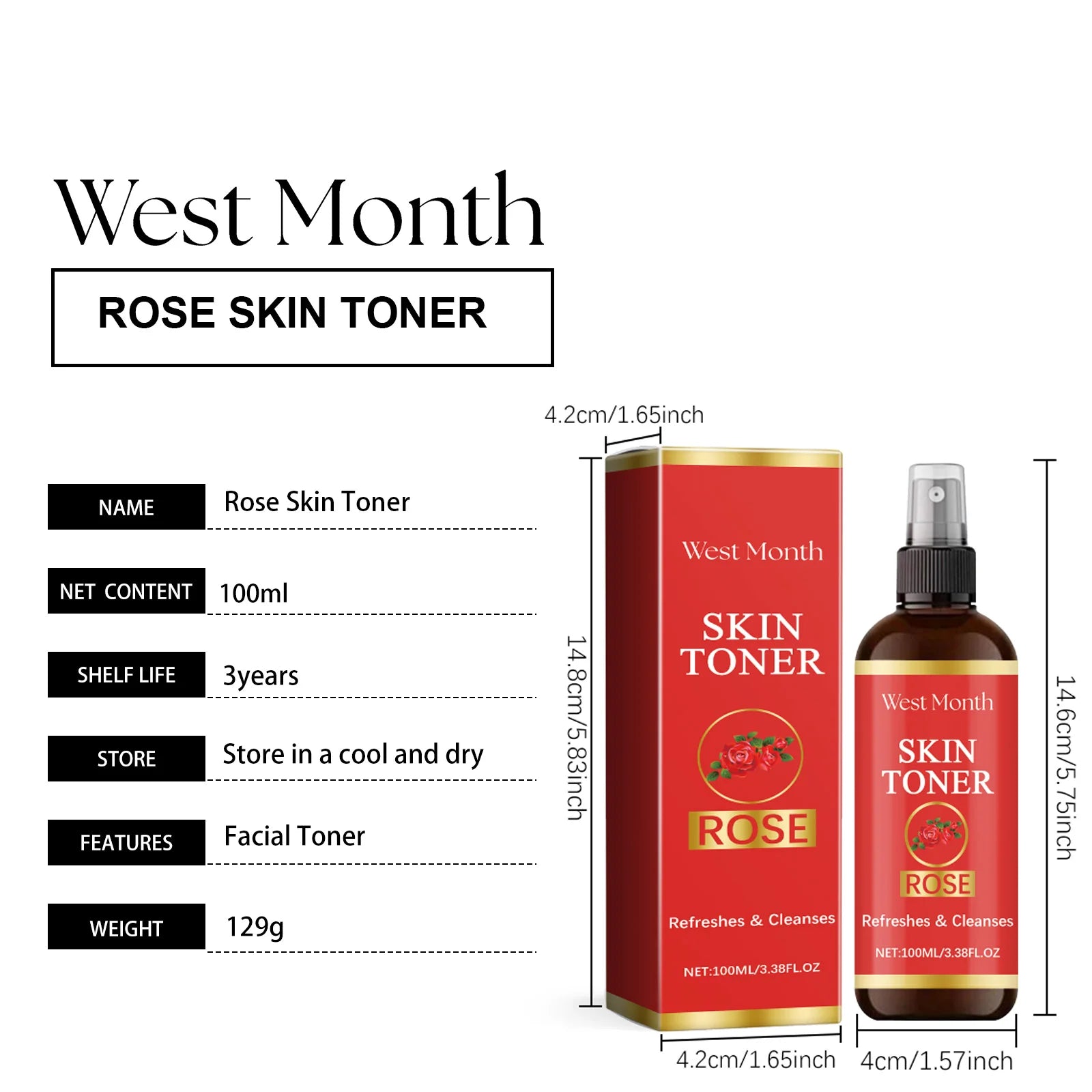 West Month Rose and Vitamin C Facial Toner Spray Hydrating Mist - 7