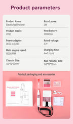 Portable Rechargeable Electric Nail Drill for Manicure and Pedicure