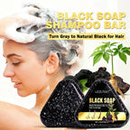 Natural Black Shampoo Bar Herbal Gray Hair Coverage Soap