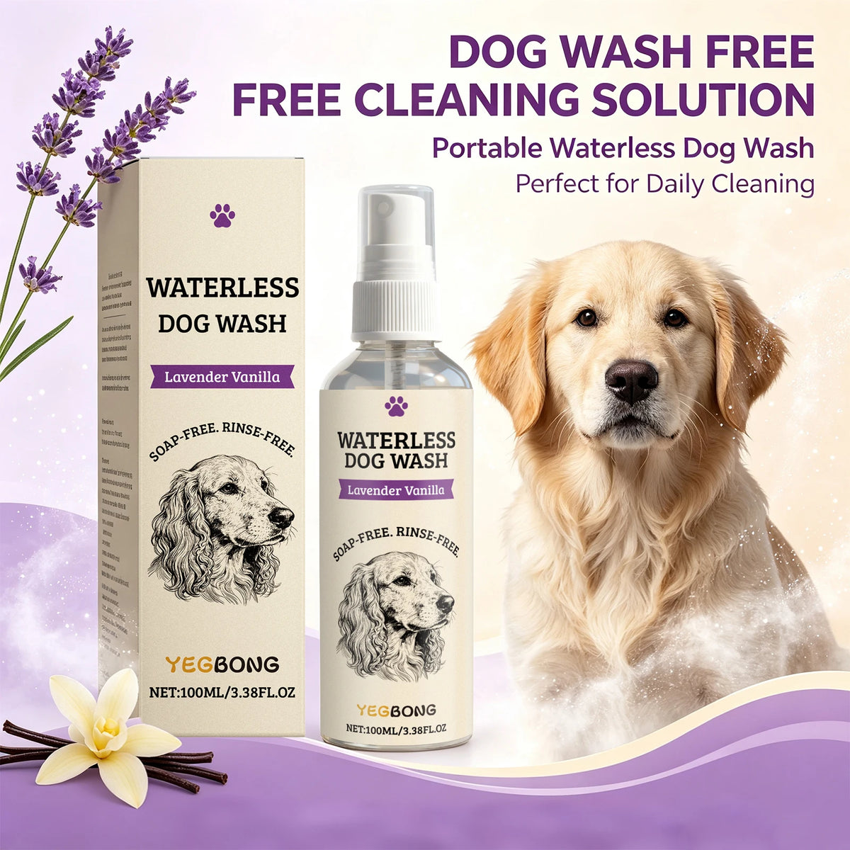 Waterless Dog Shampoo Spray for Quick Cleaning and Odor Removal