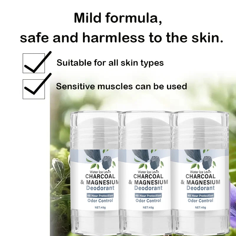Water Ice Levin Charcoal Magnesium Deodorant Cream for Odor Control 45g
