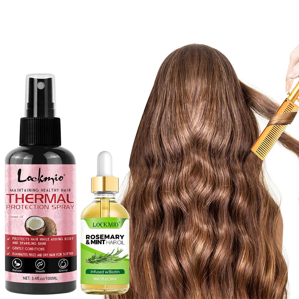 Rosemary Mint Hair Thermal Protection Spray and Nourishing Oil Set - 1