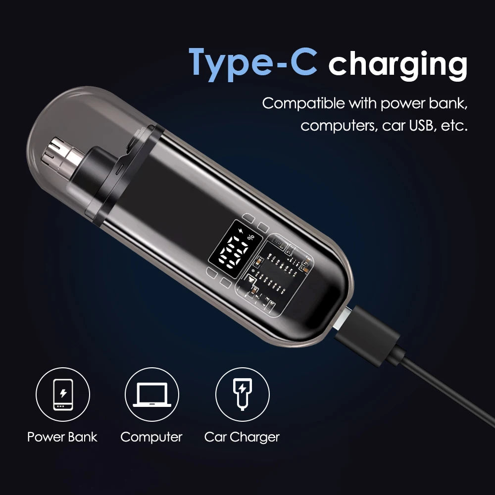 Electric Nose and Ear Hair Trimmer for Painless Grooming