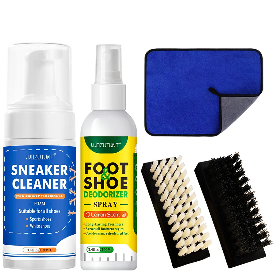 Shoe Cleaner Kit Sneaker Foam and Foot Shoe Deodorizer Spray Set - 1