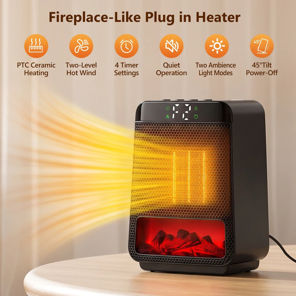 Portable Electric Space Heater with Flame Effect