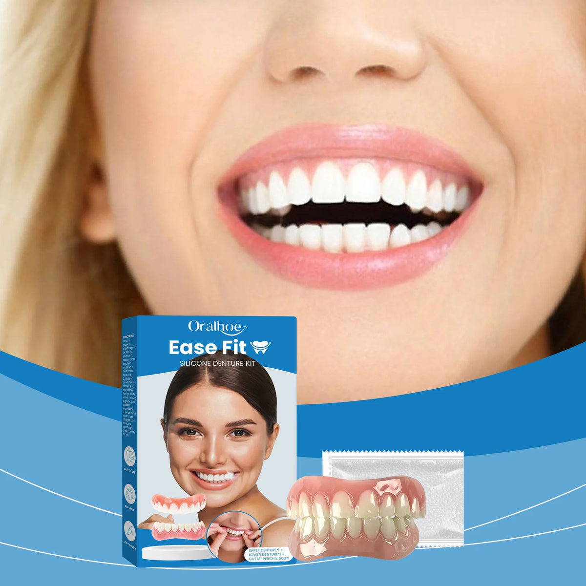 Comfortable Silicone Denture Set for Natural Smile