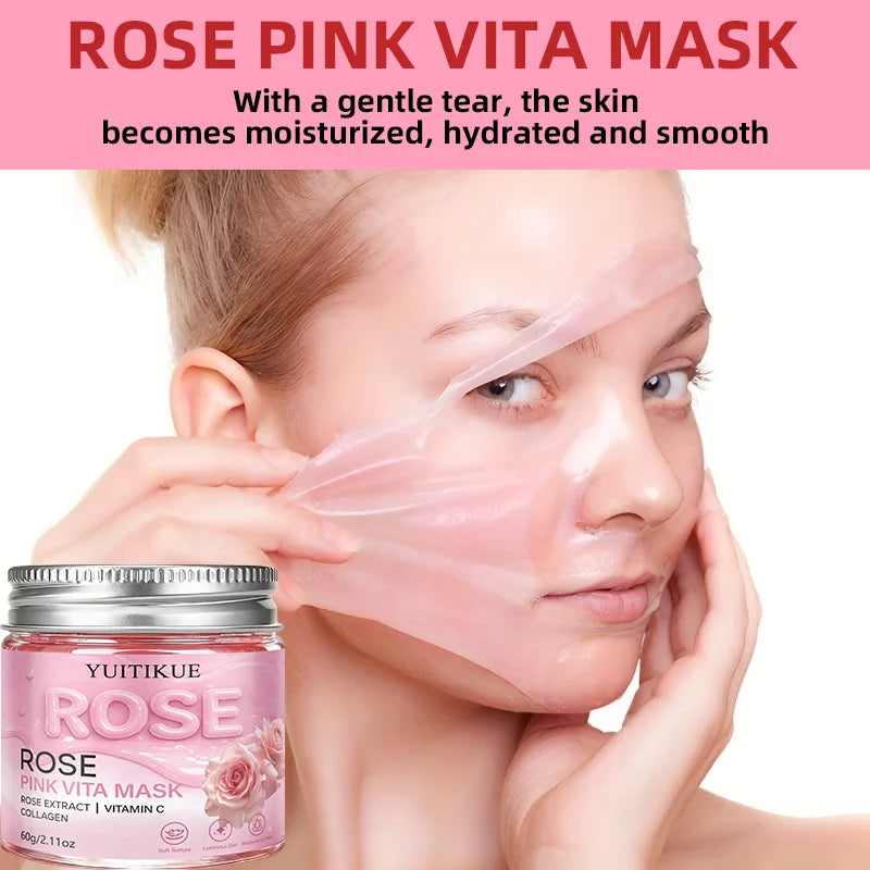 YUITIKUE Rose Pink Vita Mask 60g Collagen Vitamin C Face Treatment