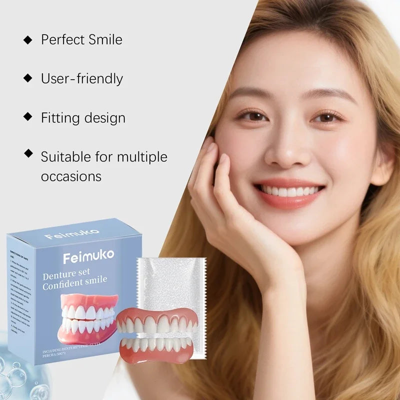 Temporary Silicone Cosmetic Dentures for Missing Teeth
