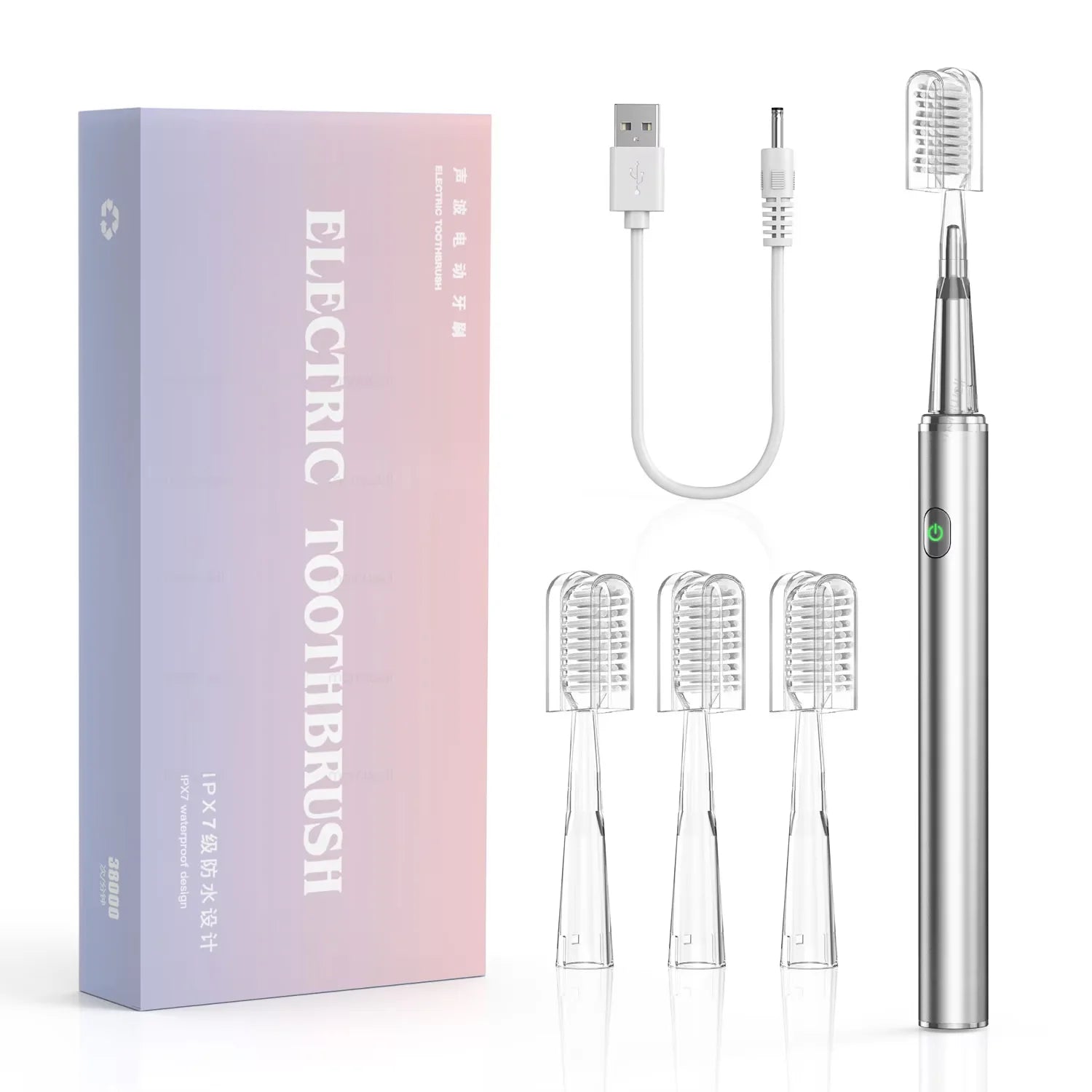 Rechargeable Sonic Electric Toothbrush with 4 Replacement Heads - 1