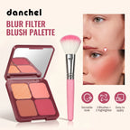 4-Color Matte Pigmented Blush Palette with Brush