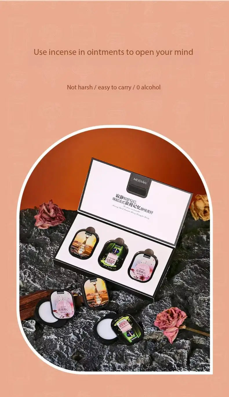 Meidian Solid Fragrance Balm Portable Long Lasting Perfume Set