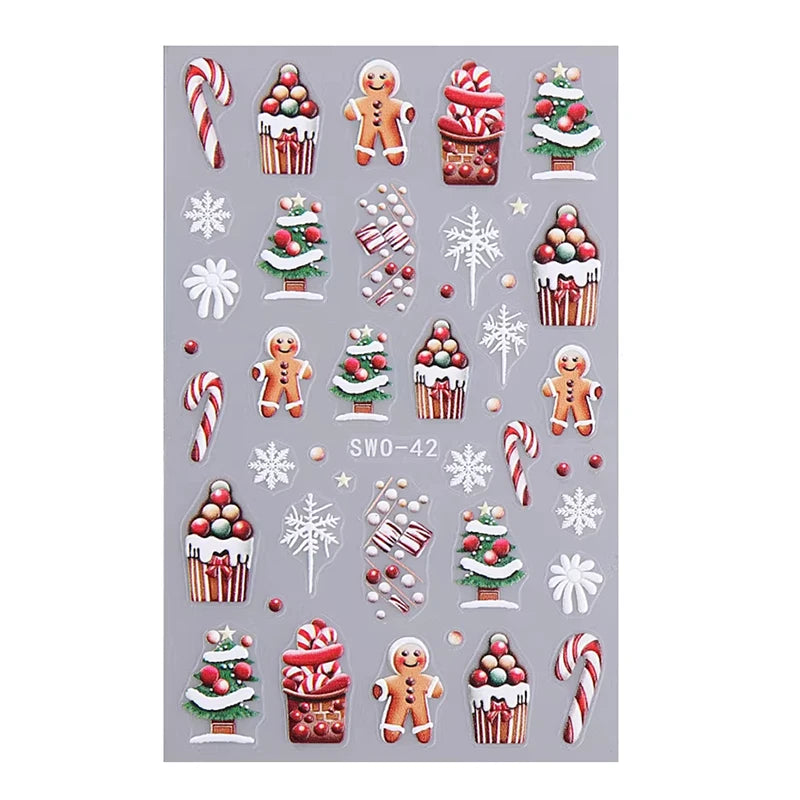 Festive Christmas Cartoon Nail Art Decals