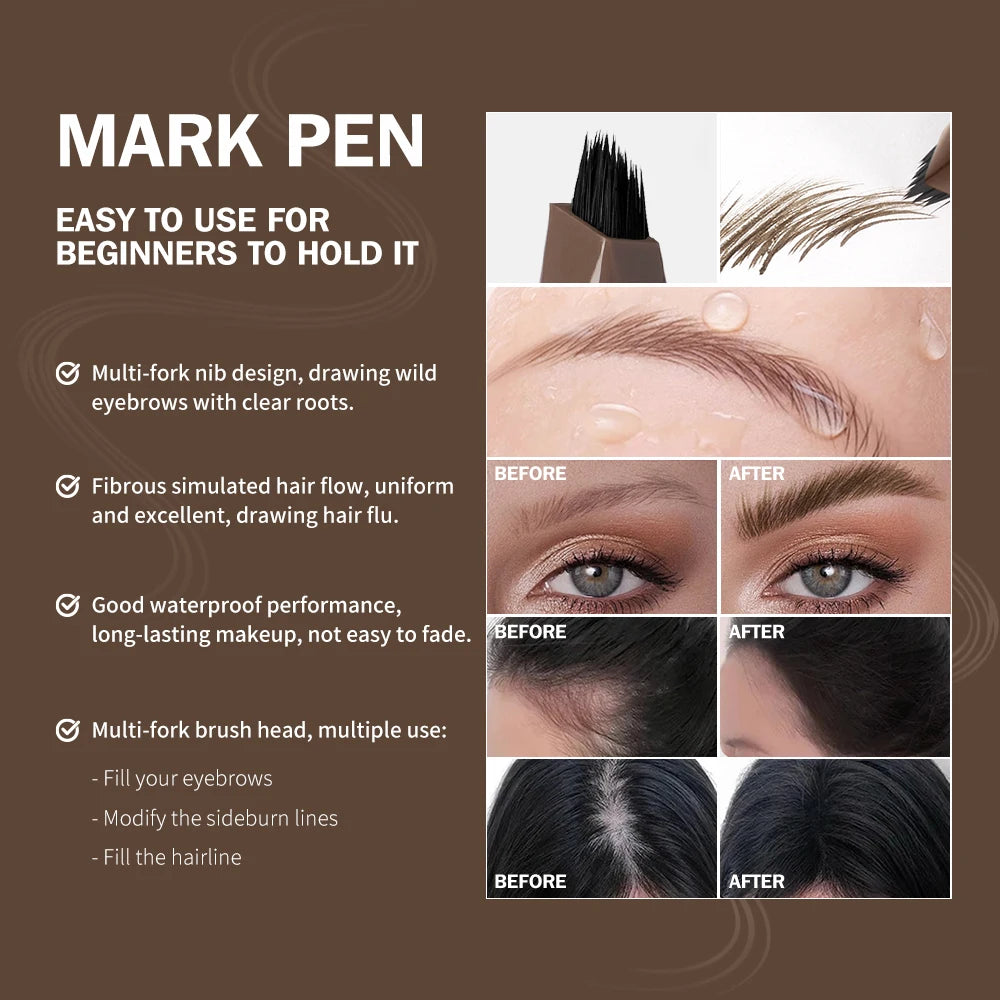 Waterproof Multi-Fork Liquid Eyebrow Pen for Natural Brows - 4