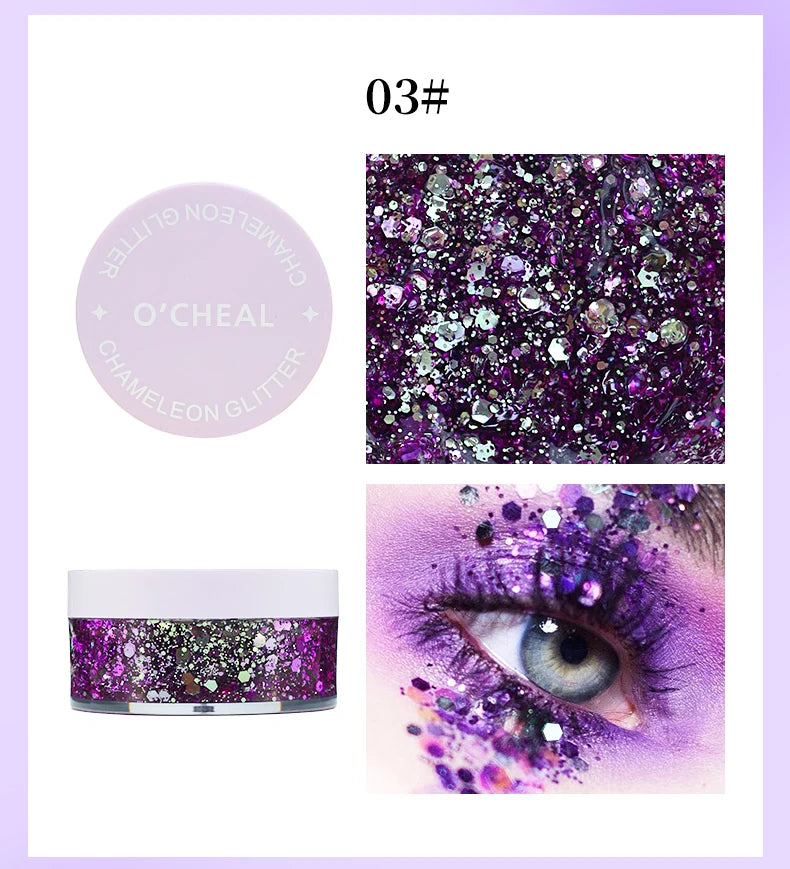 O'CHEAL Chameleon Glitter Gel Body Face and Hair Shimmer Makeup