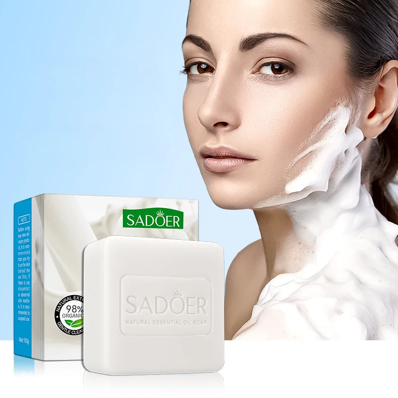 Sadoer Goat Milk Essence Soap Moisturizing Facial and Body Cleansing Bar - 1