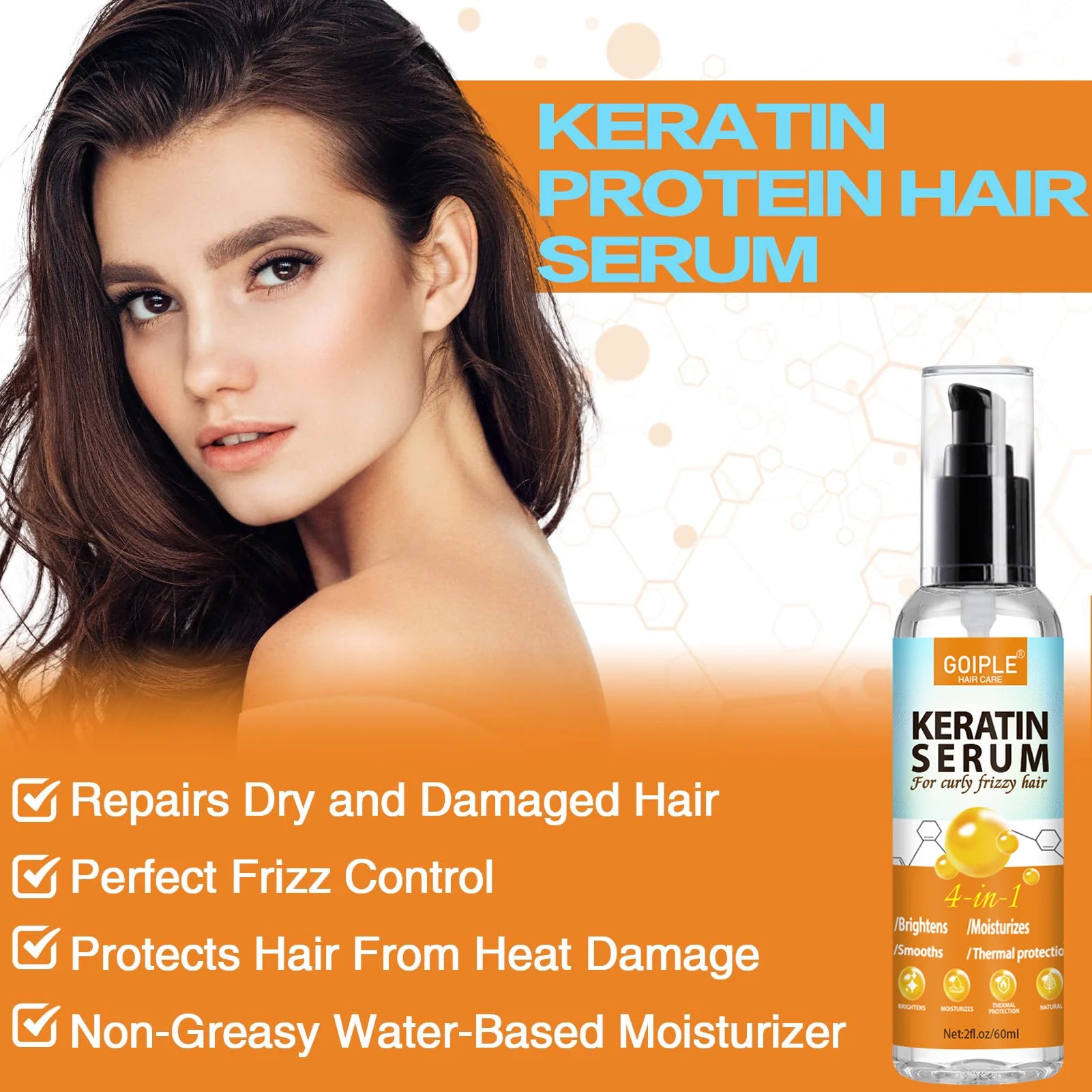 Goiple 4 in 1 Keratin Hair Serum Moisturizing Frizz Control Treatment - 4