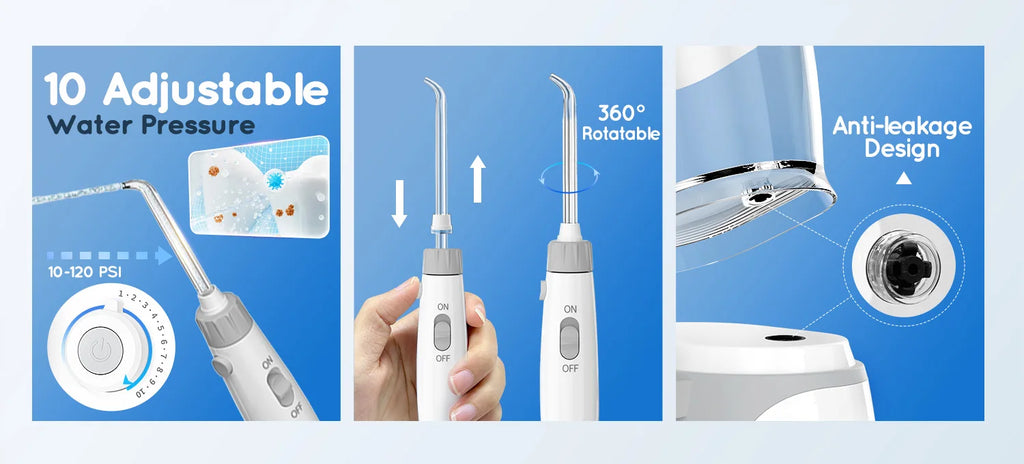 Electric Water Flosser for Teeth with 8 Nozzles and 10 Pressure Settings
