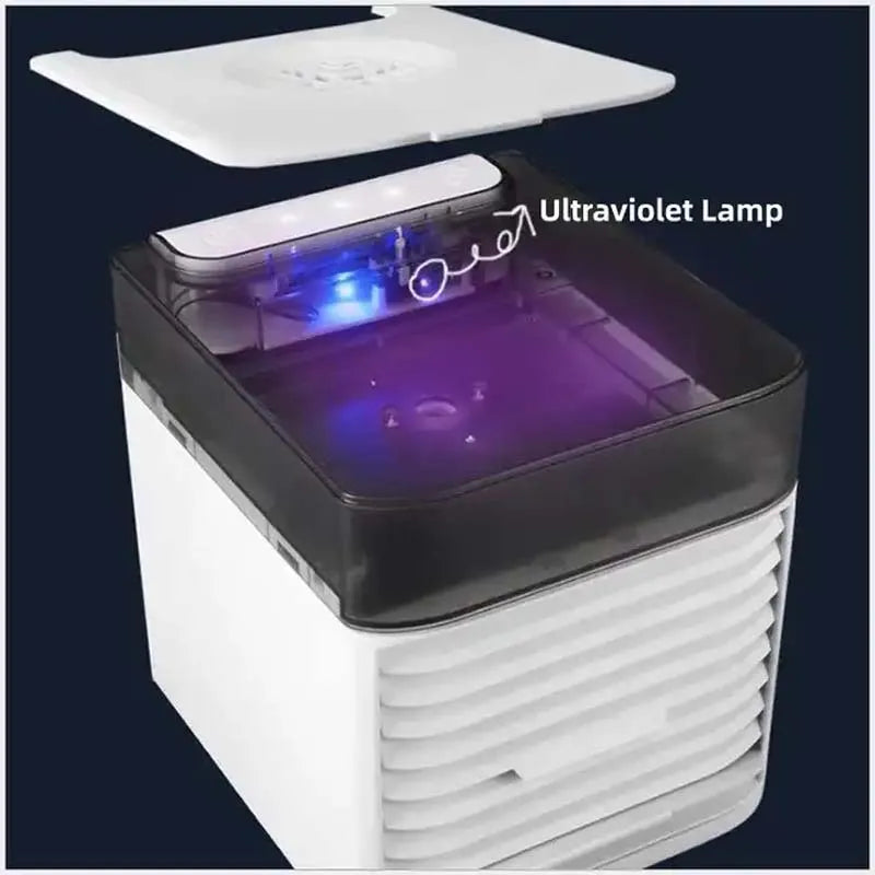 Portable Mini Air Cooler USB Desktop Fan with Humidifier and Night Light