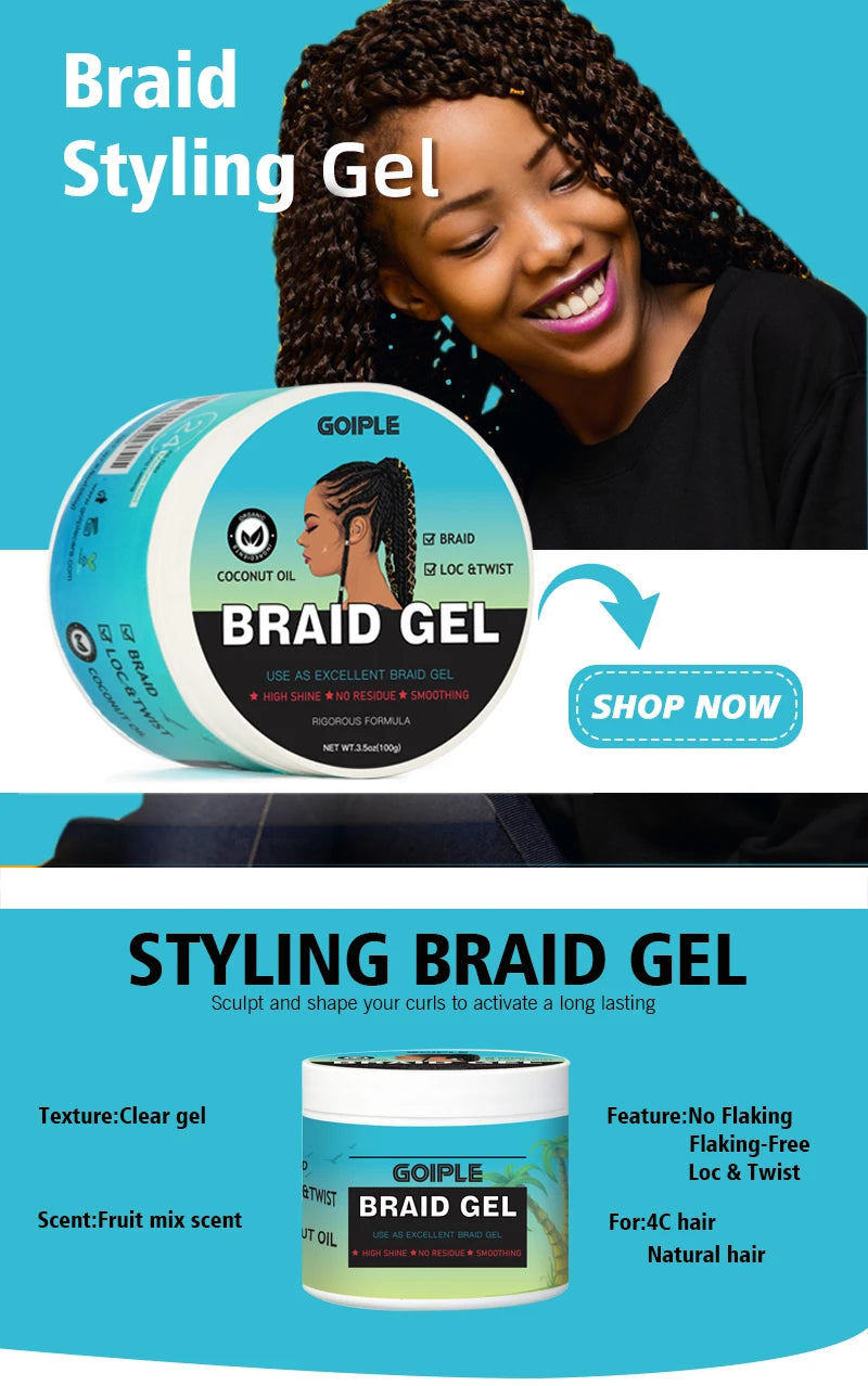 100g Tea Tree Mint Braid Styling Gel Edge Control Hair Wax