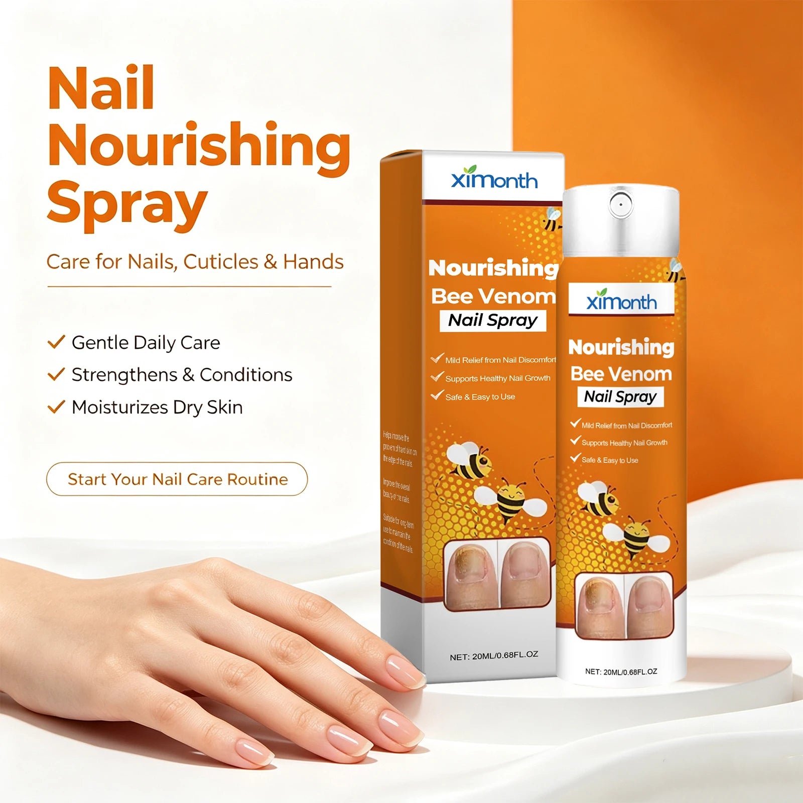 Bee Venom Nourishing Nail Spray for Brittle and Discolored Nails - 4