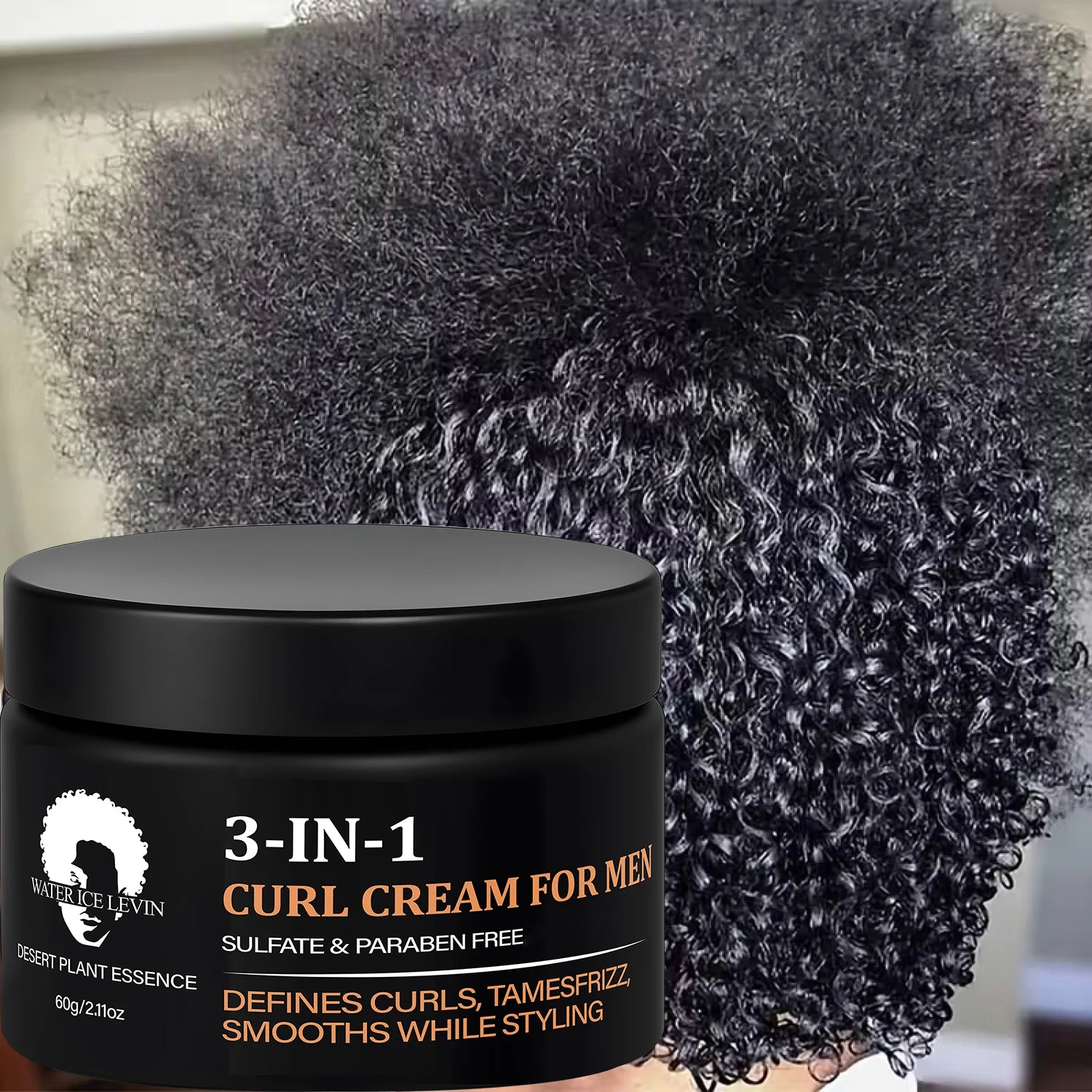Mens 3-in-1 Curl Cream Hair Styling Pomade Frizz Control 60g - 3