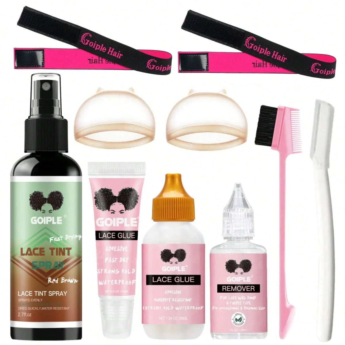 Goiple Lace Wig Adhesive Kit Waterproof Glue Remover and Tint Spray - 1