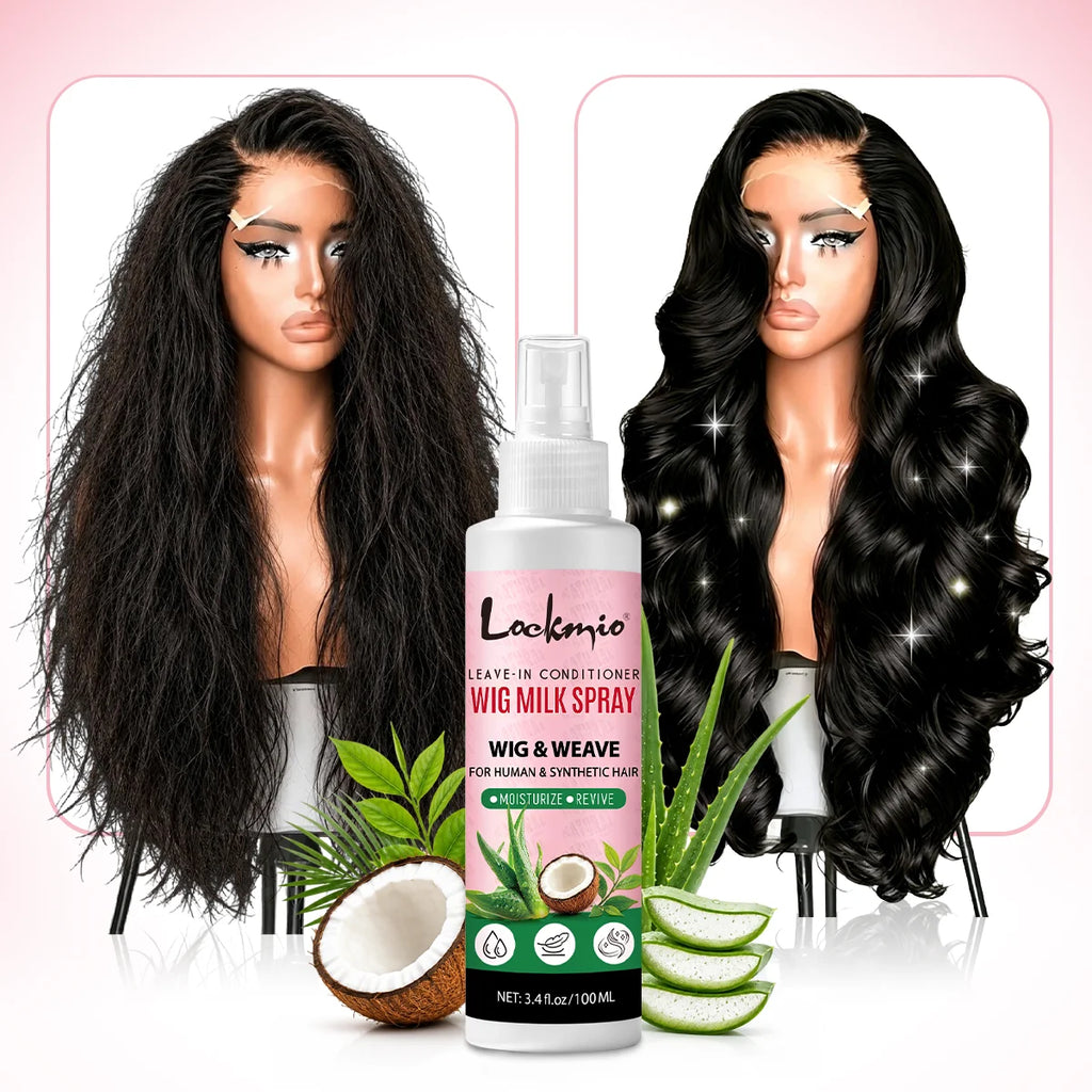 Lockmio Wig Milk Spray Leave-in Conditioner for Synthetic and Human Hair