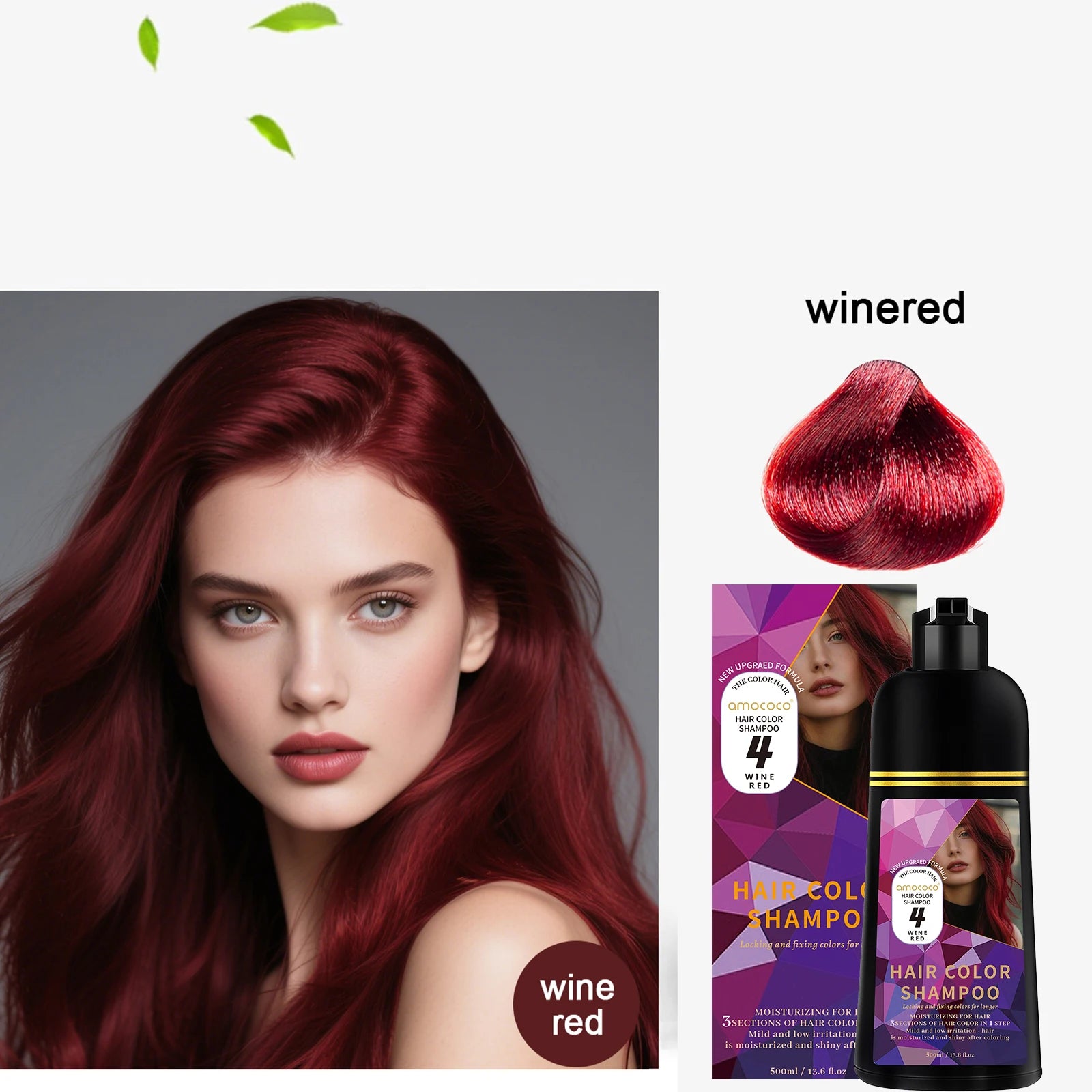 500ml Hair Color Shampoo for Black Brown Coffee and Burgundy Coloring
