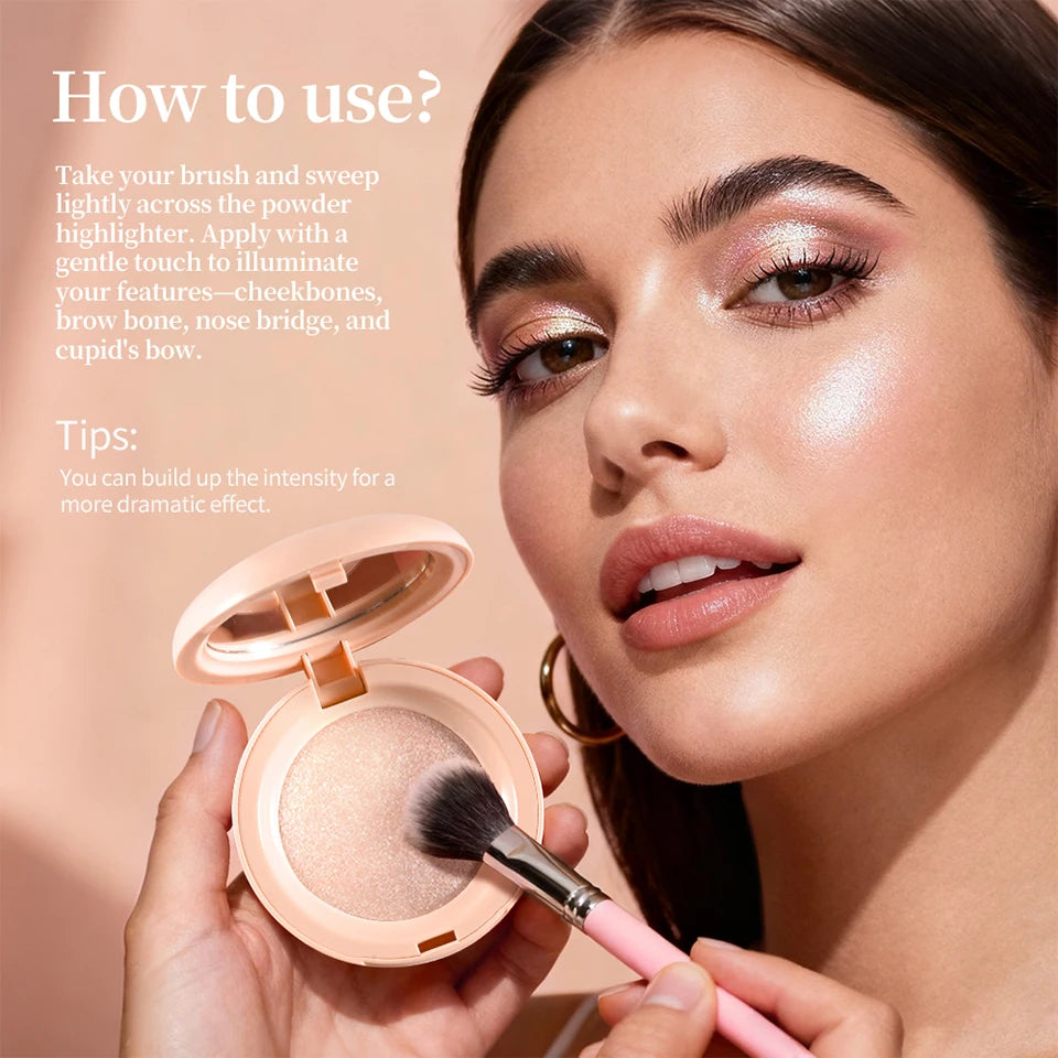 Silky Baked Highlighter Powder for Radiant Glass Skin Glow