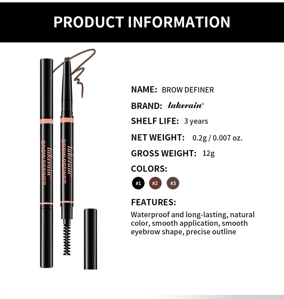 Waterproof Triangular Eyebrow Pencil with Grooming Brush - 17