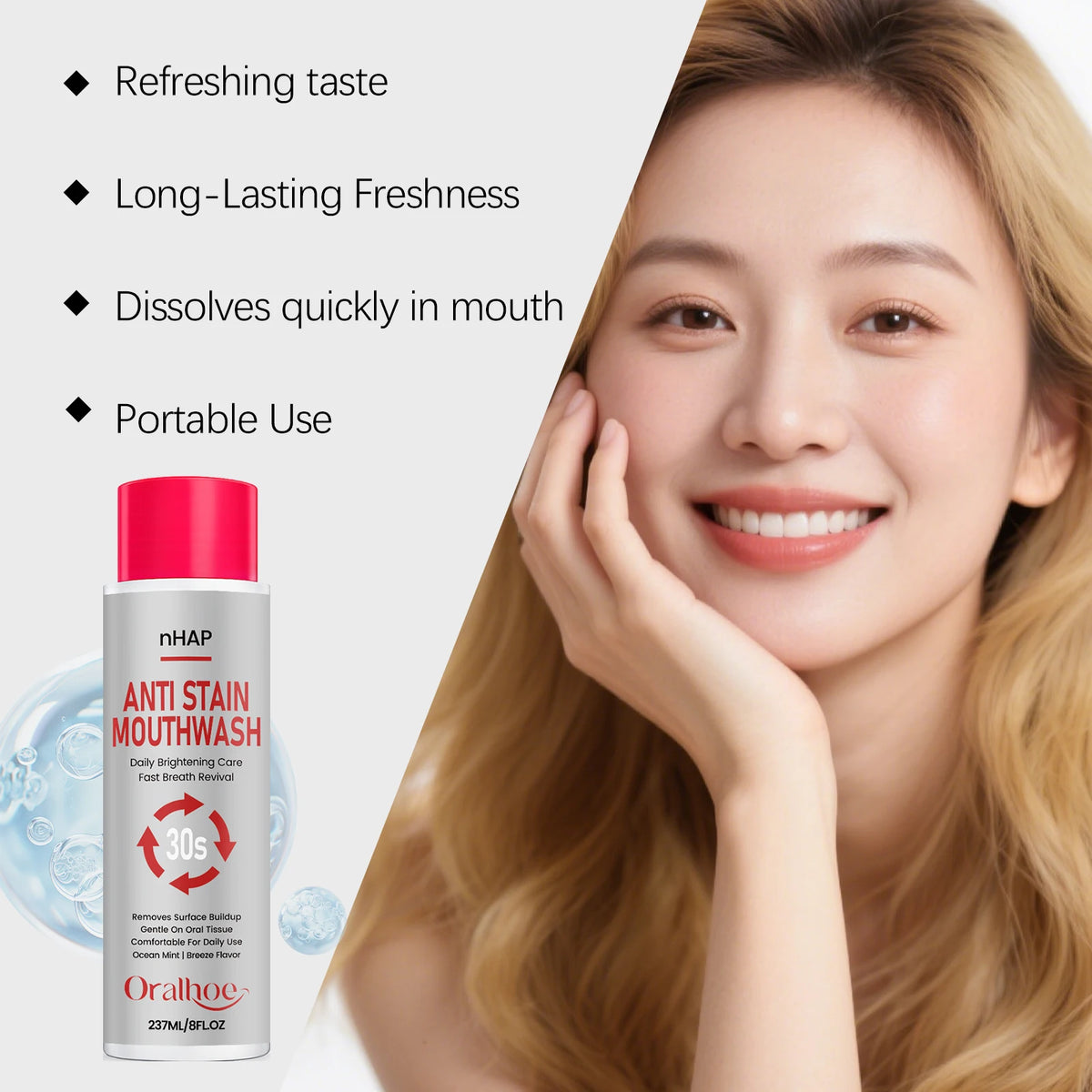 Alcohol-Free Teeth Whitening Mouthwash for Fresh Breath