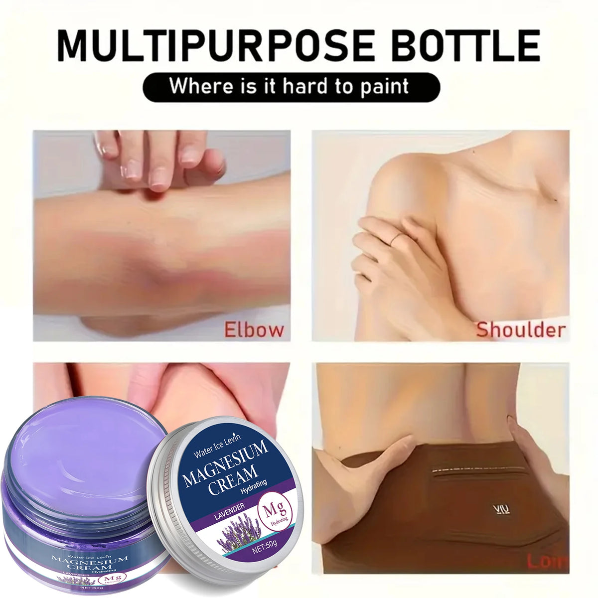 Lavender Magnesium Body Cream Moisturizing Skin Lotion 50g