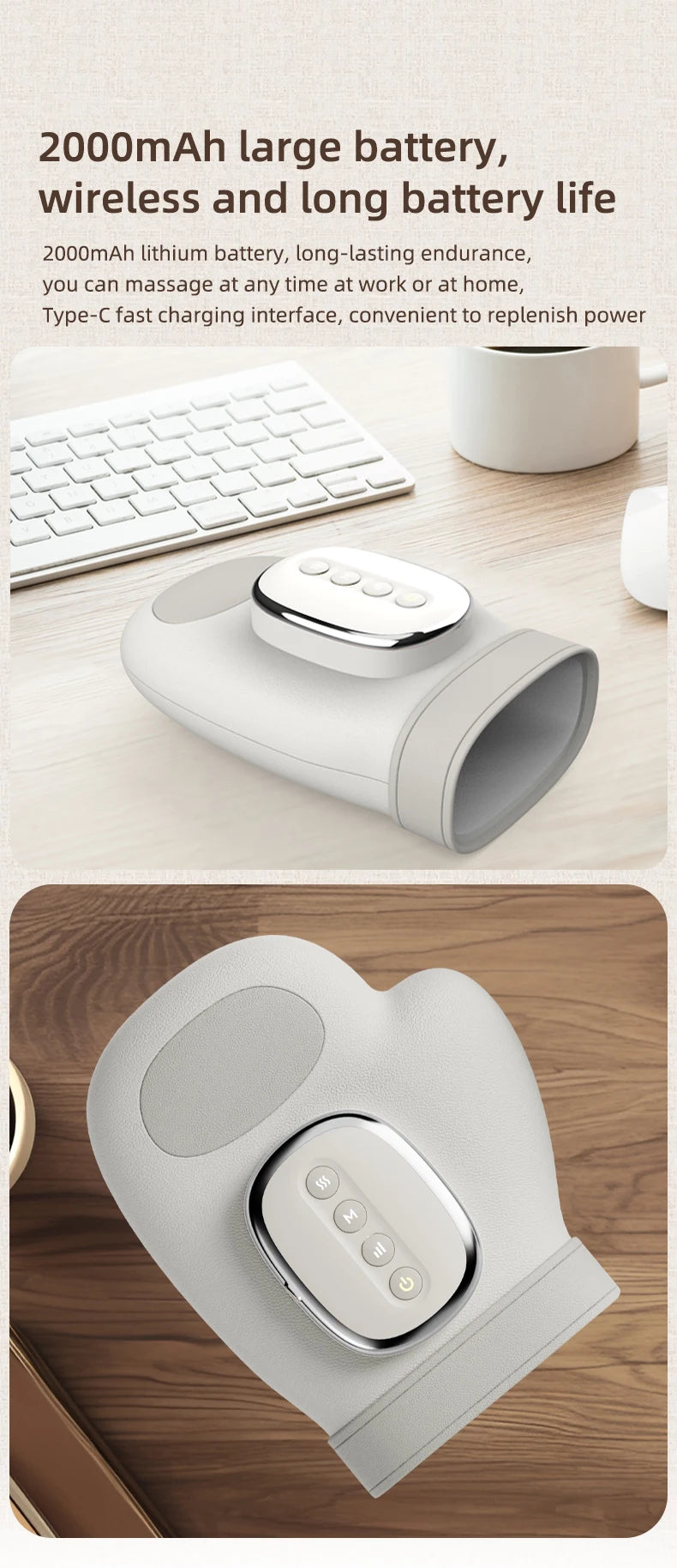 Cordless Hand and Finger Massager with Heat and Compression