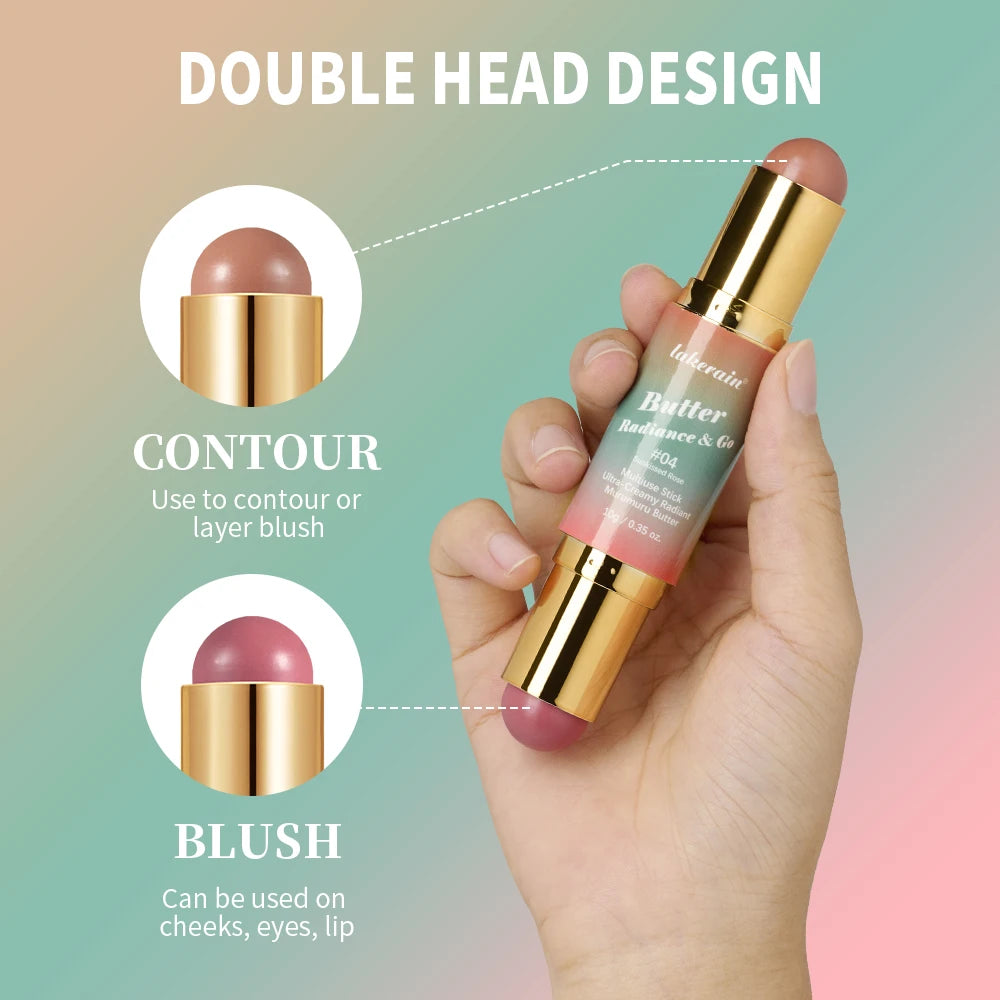 Dual-Ended Cream Bronzer and Blush Stick for Face and Lips