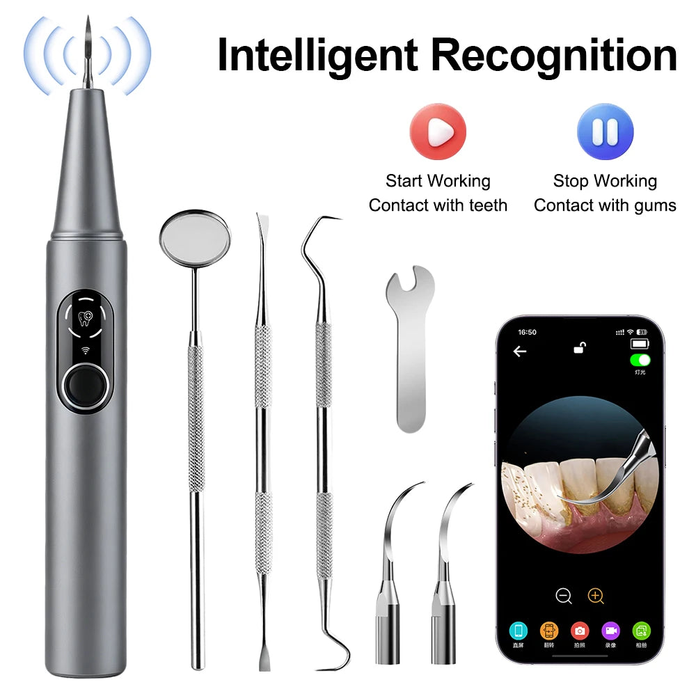 Visual Ultrasonic Tooth Cleaner with HD Camera for Tartar Removal